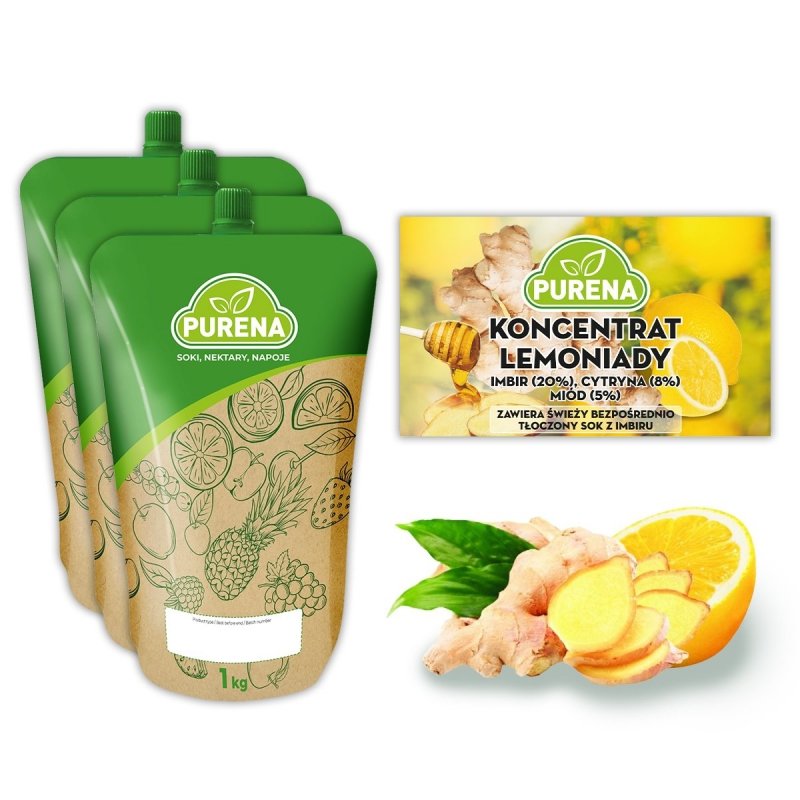 Lemoniada imbir-cytryna-miód koncentrat 3x1kg na 18l
