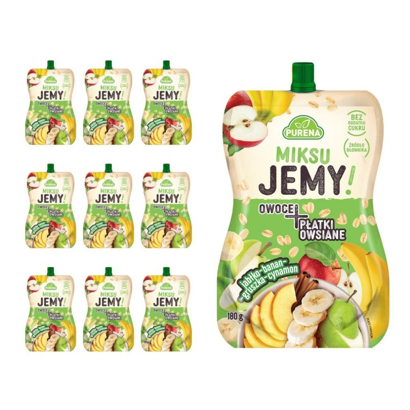 MiksuJEMY przekąska gruszka-banan + PŁATKI OWSIANE 180g x 10sztuk