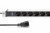 Digitus Listwa zasilająca PDU 19 Rack, 8x gniazdo ze stykami ochronnymi unischuko 16A/230V, 1x wtyczka IEC C20, 16A, przewód zasilający 2 m, Aluminiowa