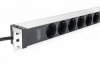 Digitus Listwa zasilająca PDU 19 Rack, 8x gniazdo ze stykami ochronnymi unischuko 16A/230V, 1x wtyczka IEC C20, 16A, przewód zasilający 2 m, Aluminiowa