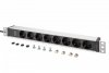 Digitus Listwa zasilająca PDU 19 Rack, 8x gniazdo ze stykami ochronnymi unischuko 16A/230V, 1x wtyczka IEC C20, 16A, przewód zasilający 2 m, Aluminiowa