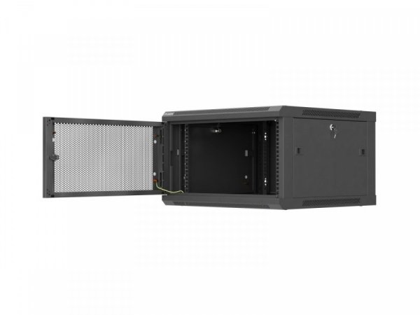 Lanberg Szafa instalacyjna rack wisząca 19 cali 6U 600x600 czarna drzwi perforowane (flat pack)