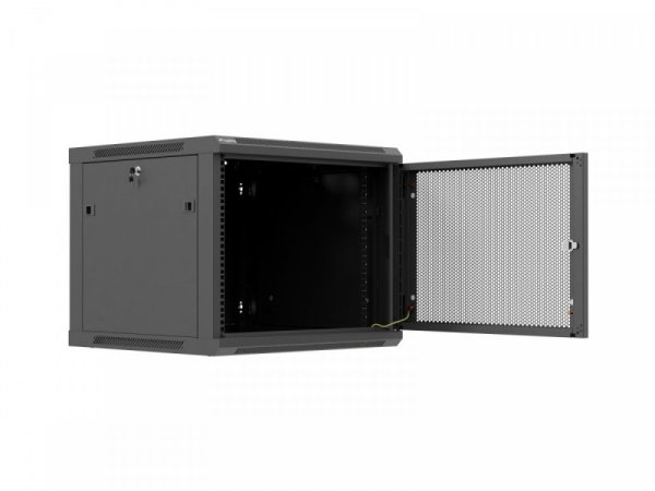 Lanberg Szafa instalacyjna rack wisząca 19 cali 9U 600x600 czarna drzwi     perforownae ( flat pack)