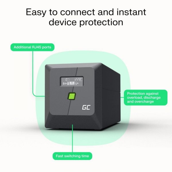 Green Cell Zasilacz awaryjny UPS 600W/1000VA modyfikowana sinusoida