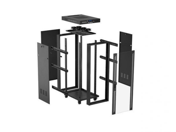 Lanberg Szafa instalacyjna rack stojąca 19 cali 32U 600x1000 drzwi przeszklone LCD czarna (Flat pack)