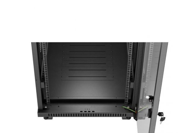 Lanberg Szafa instalacyjna rack stojąca 19 cali 32U 600x1000 drzwi przeszklone LCD czarna (Flat pack)