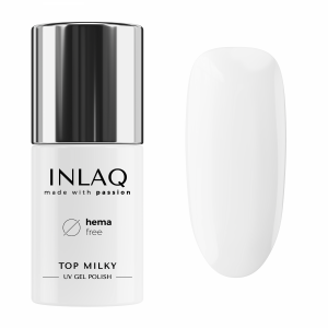 INLAQ Top Mleczny Hybrydowy Biały No Wipe 6ml Top Milky Top Coat