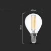Żarówka LED V-TAC 6W Filament E14 Kulka P45 VT-2466 6500K 600lm