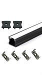 Profil LP-Y czarny prosty głęboki 1m kpl. klosz zaślepki uchwyty