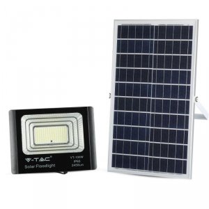 Projektor LED Solarny V-TAC 35W Czarny IP65, Pilot, Timer VT-100W 6000K 2450lm