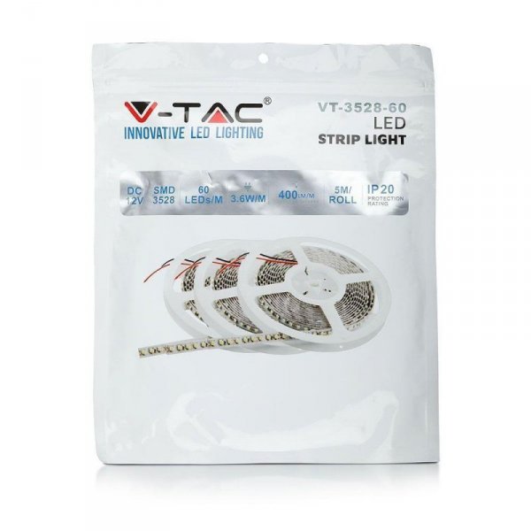 Taśma LED V-TAC SMD3528 300LED IP20 3,6W/m VT-3528 Kolor Czerwony 400lm
