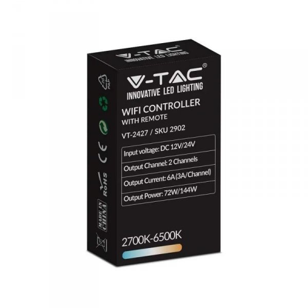Sterownik Taśm V-TAC LED CCT MONO Jednokolorowy 12V/24V WiFi + RF Radiowy 24 Przyciski VT-2427