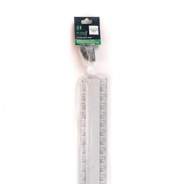 Profil do LED zestaw, ALU anodowany do gipsowania na dwie taśmy V-TAC 2mb klosz mleczny 28,5x14mm VT-8101