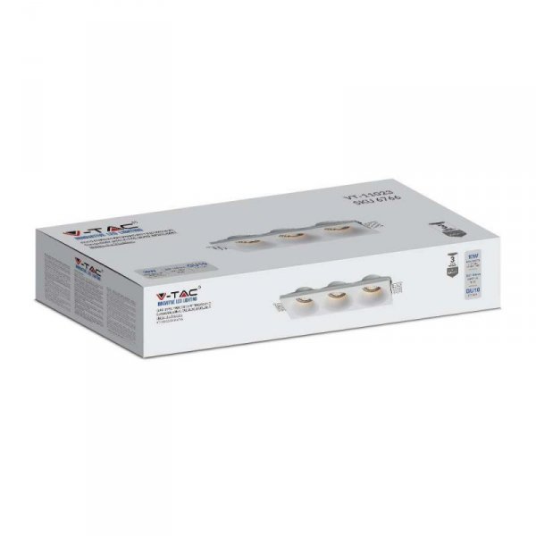 Oprawa Gipsowa V-TAC 3xGU10 Sufitowa Biała 280x100 VT-11023 3 Lata Gwarancji
