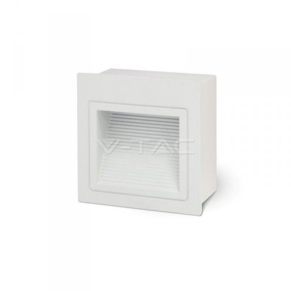 Oprawa Schodowa LED V-TAC 3W LED Kwadrat Biała 230V VT-1143 4000K 200lm