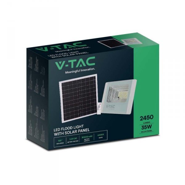 Projektor LED Solarny V-TAC 35W Biały IP65, Pilot, Timer VT-100W 6400K 2450lm