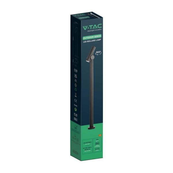 Słupek Ogrodowy V-TAC 4W LED 100CM Czarny IP44 VT-1187 3000K 390lm