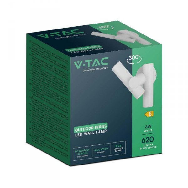 Kinkiet ścienny V-TAC 6W LED IP44 biały VT-1186 4000K 620lm
