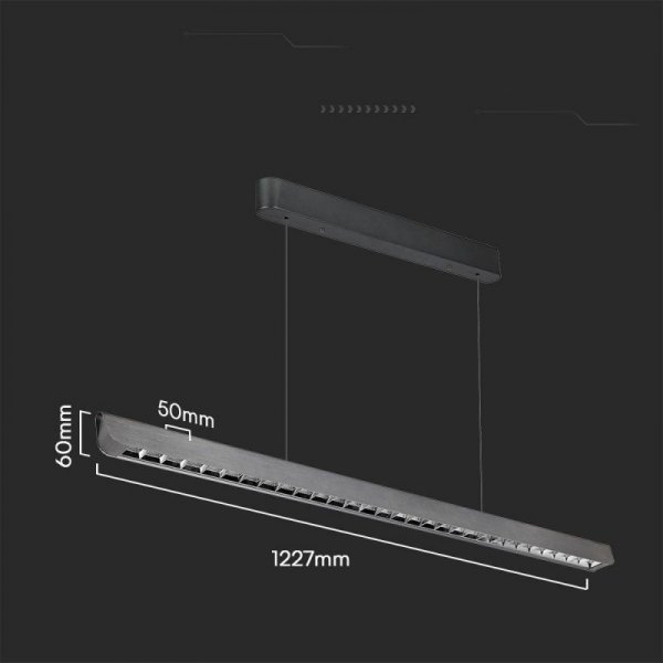 Oprawa V-TAC LED Linear SAMSUNG CHIP LIFUD Driver 36W 60st CCT Zwieszana 120cm Szary MAT VT-7-36 3000K-4000K-6400K 2880lm 5 Lat 
