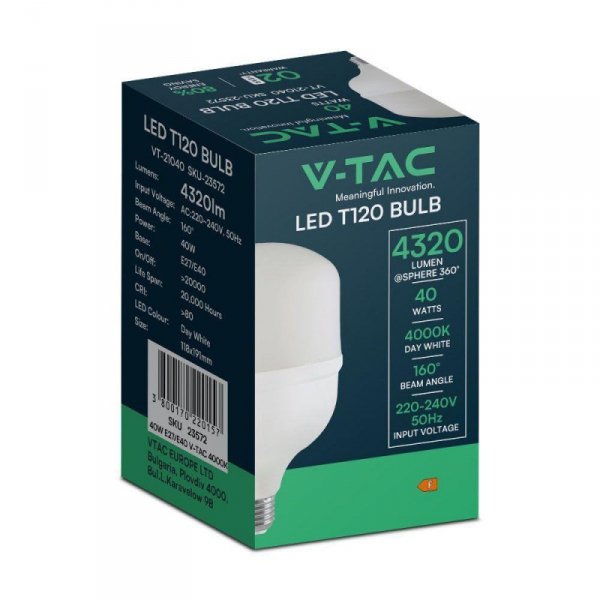 Żarówka LED V-TAC 40W T120 E27/E40 118x191mm VT-21040 4000K 4320lm