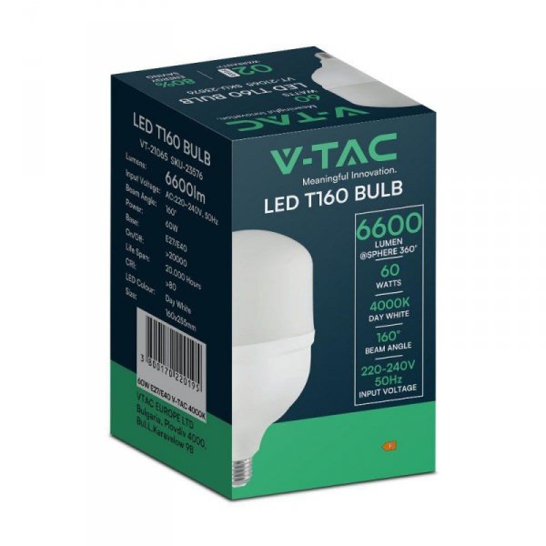 Żarówka LED V-TAC 60W T160 E27/E40 160x255mm VT-21065 6500K 6600lm