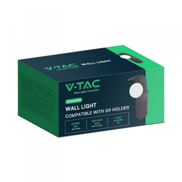 Oprawa Ścienna Kinkiet V-TAC G9 Czarny VT-10113