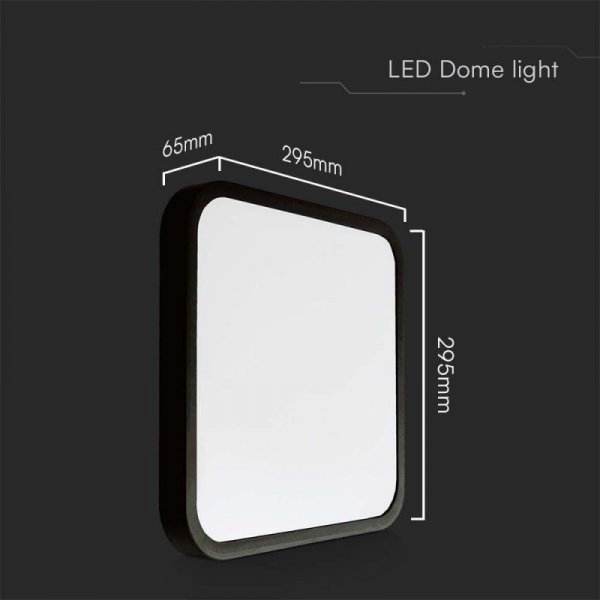 Plafon V-TAC 24W LED SAMSUNG CHIP Kwadrat 30x30cm Natynkowy IP44 Czarny VT-8624B 3000K 2500lm 5 Lat Gwarancji