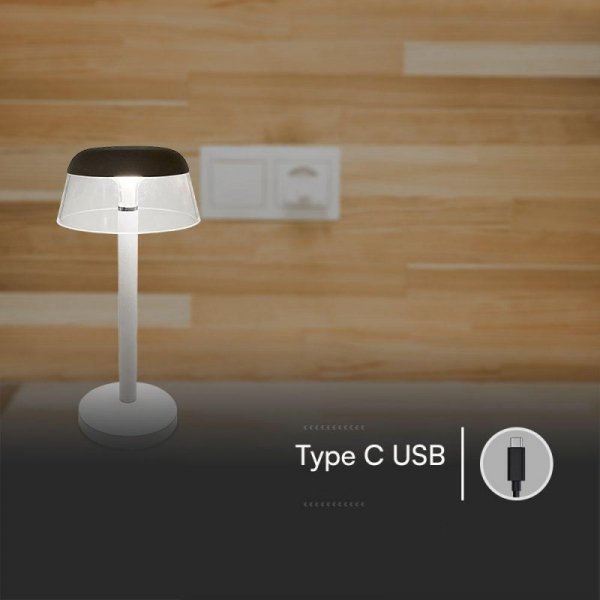 Lampka Biurkowa Nocna V-TAC 3W LED 28cm Ładowanie USB Ściemnianie Biała VT-75002 3000K-6000K 110lm