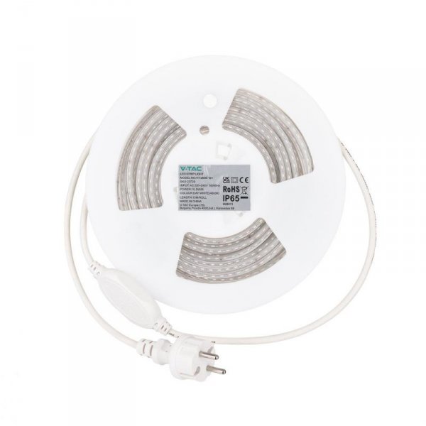 Taśma LED 230V V-TAC RĘKAW IP65 120LED/m 10,5W/m Rolka 10mb VT-2835 121-10M Kolor Zielony