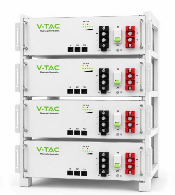 Magazyn bank energii V-TAC 100Ah 5,12kWh LiFePO4 rack biały VT-51201-W 5 lat gwarancji