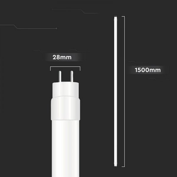 Tuba świetlówka LED T8 V-TAC 150cm 24W G13 nano plastic 125Lm/W VT-152-N 4000K 3000lm 3 lata gwarancji