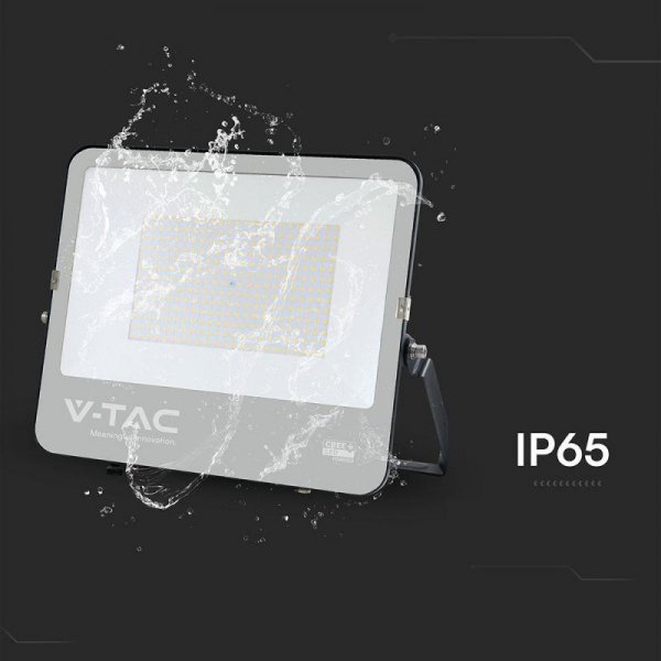 Naświetlacz LED V-TAC CREE CHIP 300W 135lm/W czarna obudowa przewód 1m IP65 VT-44003 4000K 40500lm 6 lat gwarancji