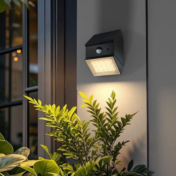 Kinkiet ogrodowy ścienny solarny V-TAC 2,5W CCT czujnik ruchu czarny VT-11025CCT-B 3000K-4000K-6000K 300lm 3 lata gwarancji