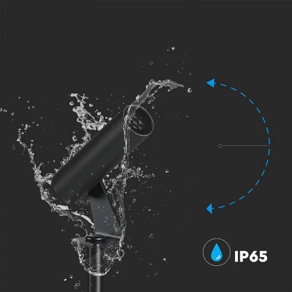 Oprawa gruntowa ogrodowa wbijana aluminiowa V-TAC 2W LED IP65 czarna okrągła VT-10182 4000K 60lm 3 lata gwarancji