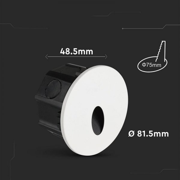 Oprawa schodowa wymienne fronty 3W LED V-TAC biała / czarna okrągła 230V IP65 3w1 CCT VT-10184 3000K-4200K-6400K 170lm 3 lata gw