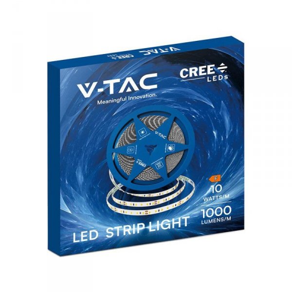 Taśma LED V-TAC CREE CHIP 24V CRI90 2xPCB 8mm 10mb 10W/m 120LED/m VT-2835 120 4000K 750lm 6 lat gwarancji