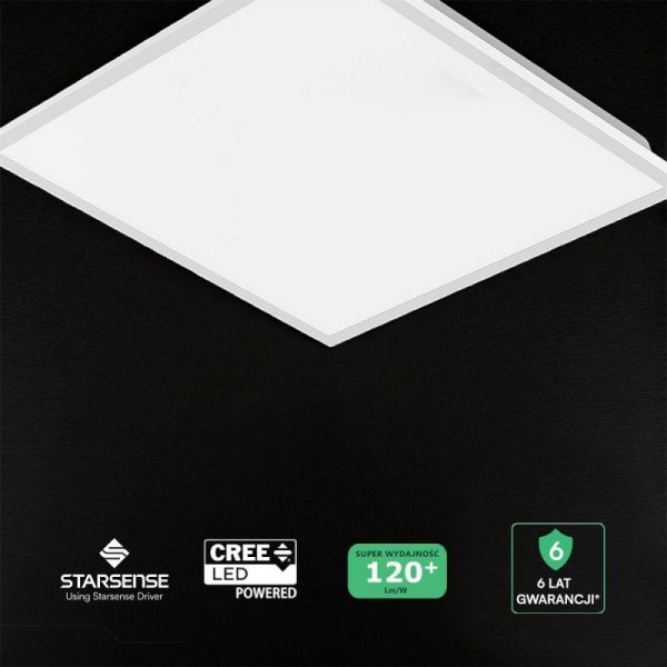 Panel LED V-TAC 40W 60x60 LED CREE CHIP zasilacz STARSENSE backlight 33mm 120Lm/W VT-61044 4000K 4800lm 6 lat gwarancji