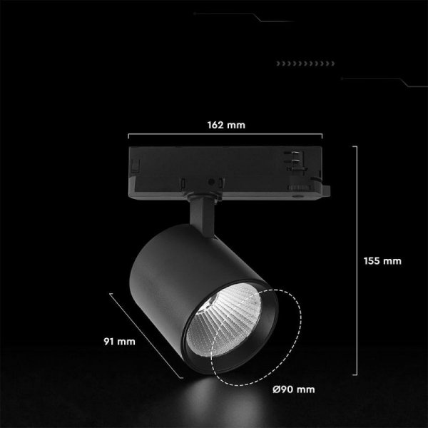 Oprawa szynoprzewód 3F V-TAC 30W LED CREE CHIP 36st czarna VT-11130 4000K 2845lm 6 lat gwarancji
