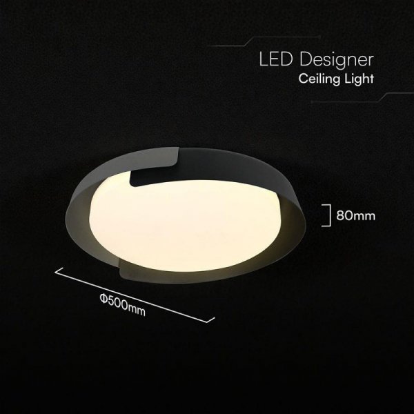 Oprawa sufitowa plafoniera V-TAC 48W LED 50cm 3w1 ściemnialna czarny/szary BT pilot CCT VT-84020 3000K-4000K-6000K 5760lm