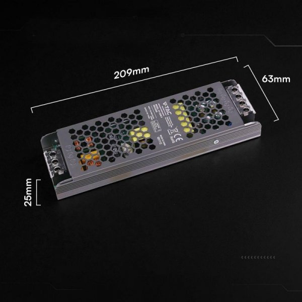Zasilacz do LED modułowy montażowy SLIM V-TAC 200W 12V 16.5A IP20 filtr EMI VT-13200-S