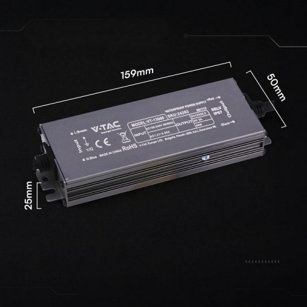 Zasilacz do LED hermetyczny SLIM V-TAC 60W 12V 5A IP67 filtr EMI VT-13060