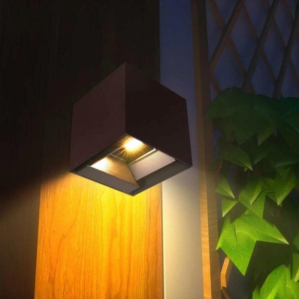 Oprawa ścienna solarna/USB V-TAC 9W LED COB brąz corten kostka 15x15cm IP65 czujnik ruchu VT-409CCT 3000K-4000K-5000K 800lm