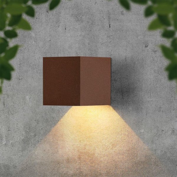 Oprawa ścienna solarna/USB V-TAC 9W LED COB brąz corten kostka 15x15cm IP65 czujnik ruchu VT-409CCT 3000K-4000K-5000K 800lm