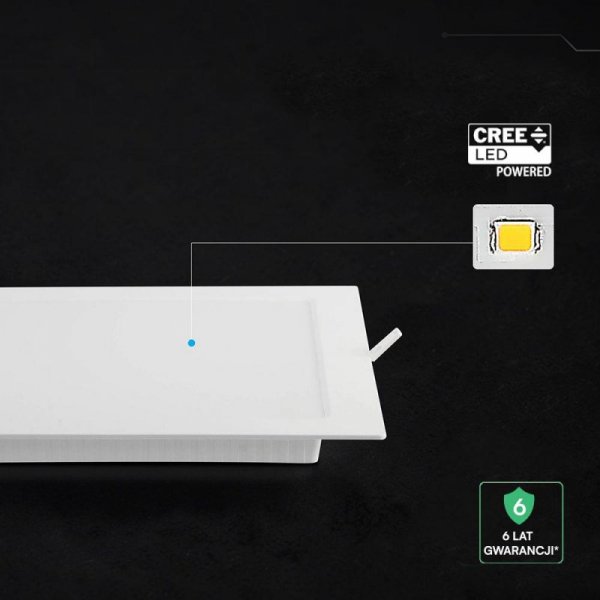 Panel wpuszczany downlight V-TAC 6W LED CREE CHIP kwadrat 120x120mm VT-61006CCT 3000K-4000K-6500K 630lm 6 lat gwarancji