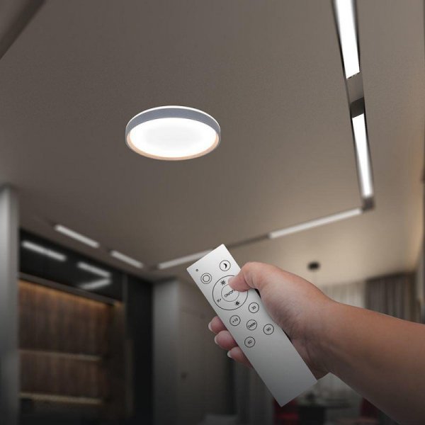 Oprawa sufitowa plafoniera V-TAC 30W/60W/30W LED 49cm 3w1 ściemnialna drewno pilot CCT VT-85045 3000K-4000K-6500K 6000lm