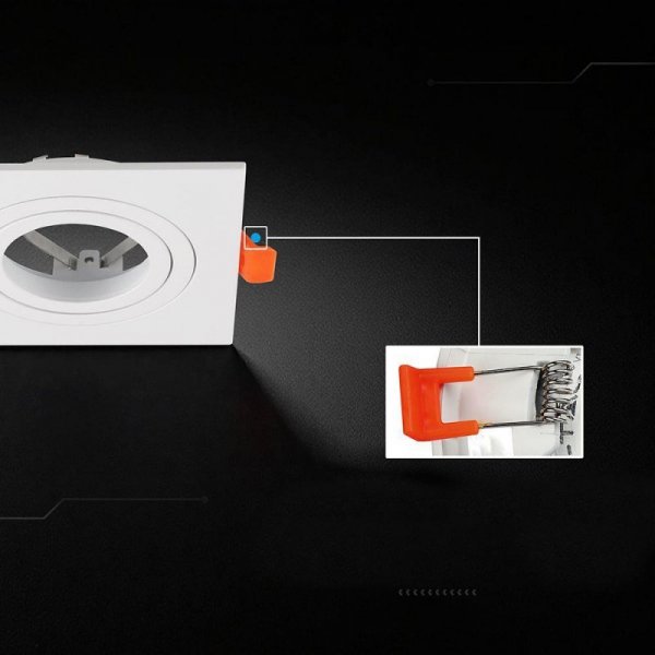 Oczko V-TAC aluminiowe GU10 białe kwadratowe ruchome VT-4204SQ 3 lata gwarancji