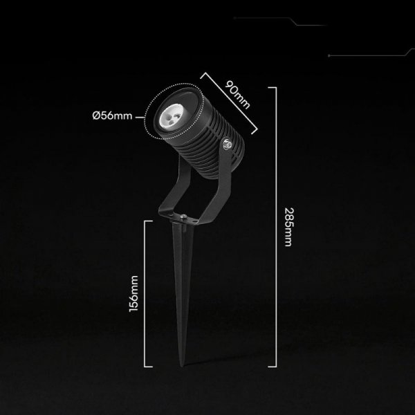 Oprawa gruntowa ogrodowa wbijana aluminium GU10 czarna IP65 VT-44005 3 lata gwarancji