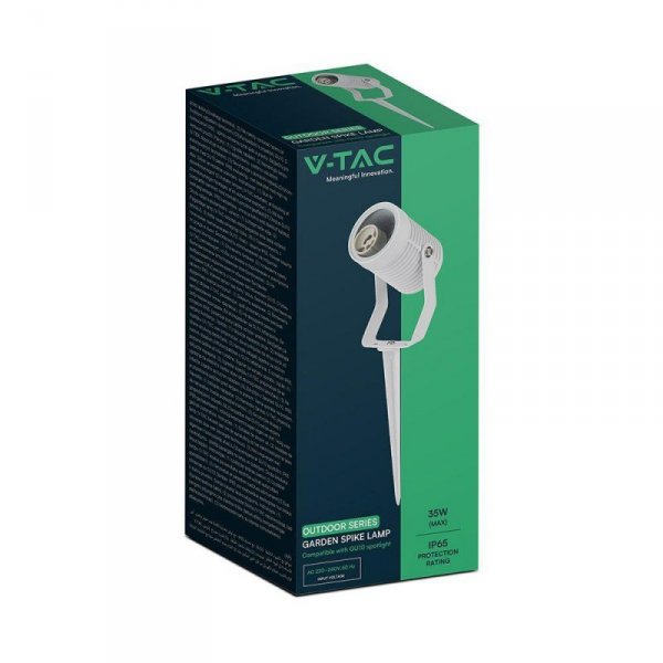 Oprawa gruntowa ogrodowa wbijana aluminium GU10 biała IP65 VT-44005 3 lata gwarancji