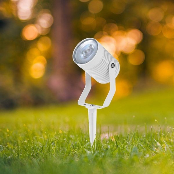 Oprawa gruntowa ogrodowa wbijana aluminium GU10 biała IP65 VT-44005 3 lata gwarancji