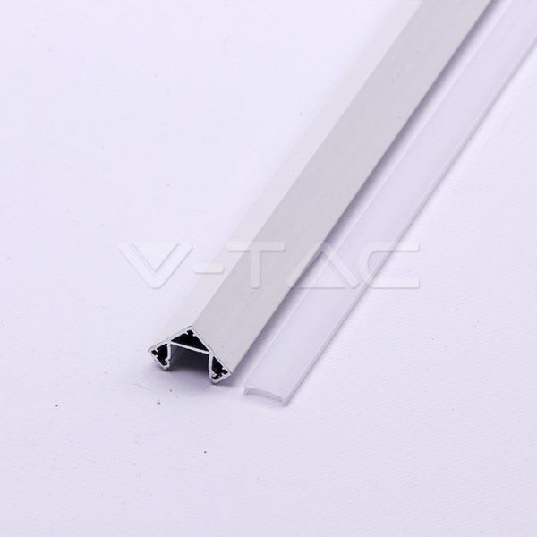 Profil Aluminiowy V-TAC 2mb Biały, Klosz Mleczny, Kątowy VT-8114-W 5 Lat Gwarancji